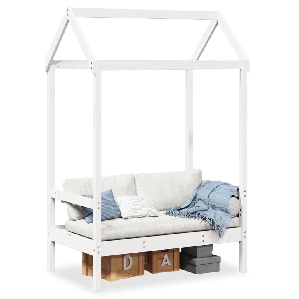 Bench with Roof White 117.5x70x176.5 cm Solid Wood Pine - Charlotte Dunes