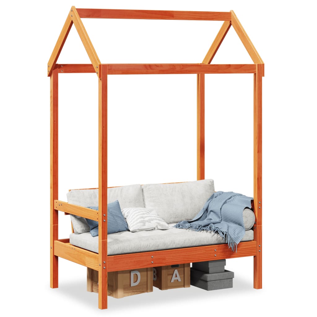 Bench with Roof Wax Brown 117.5x70x176.5 cm Solid Wood Pine - Charlotte Dunes