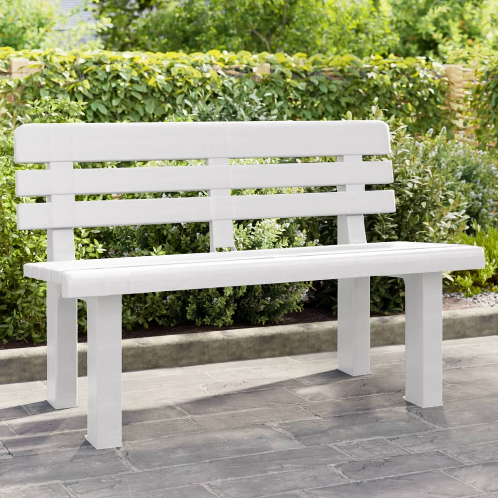 Garden Bench White 110x52x71 cm Polypropylene - Decor Base