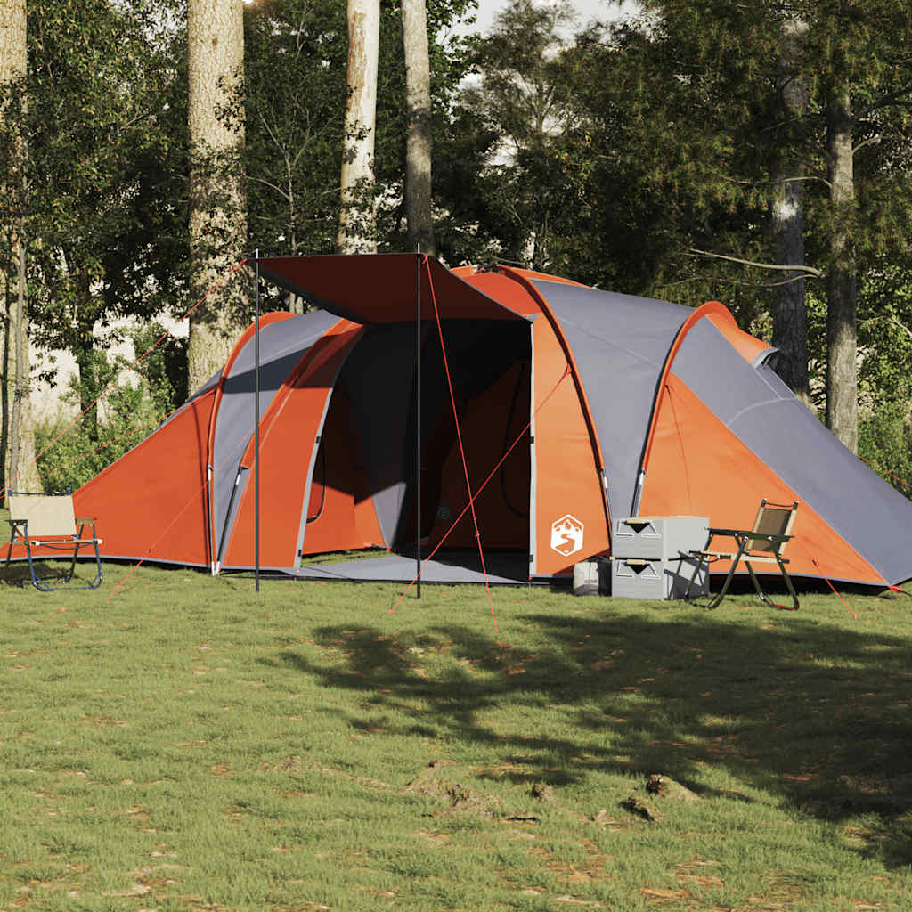 Family Tent Dome 6-Person Grey and Orange Waterproof - Discount Dealers