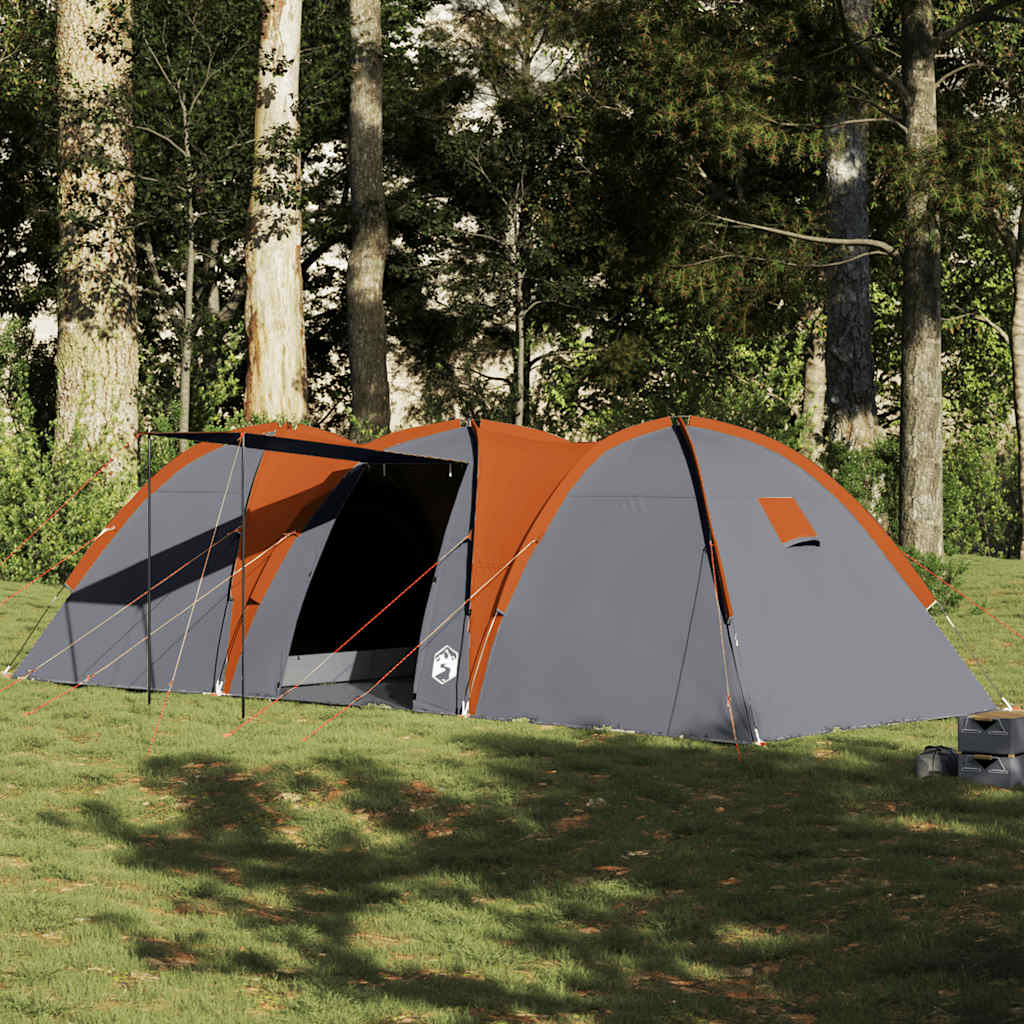 Family Tent Dome 8-Person Grey and Orange Waterproof - Direct Imports