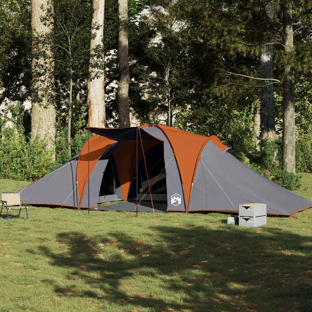 Family Tent Dome 6-Person Grey and Orange Waterproof - Millennium Furniture
