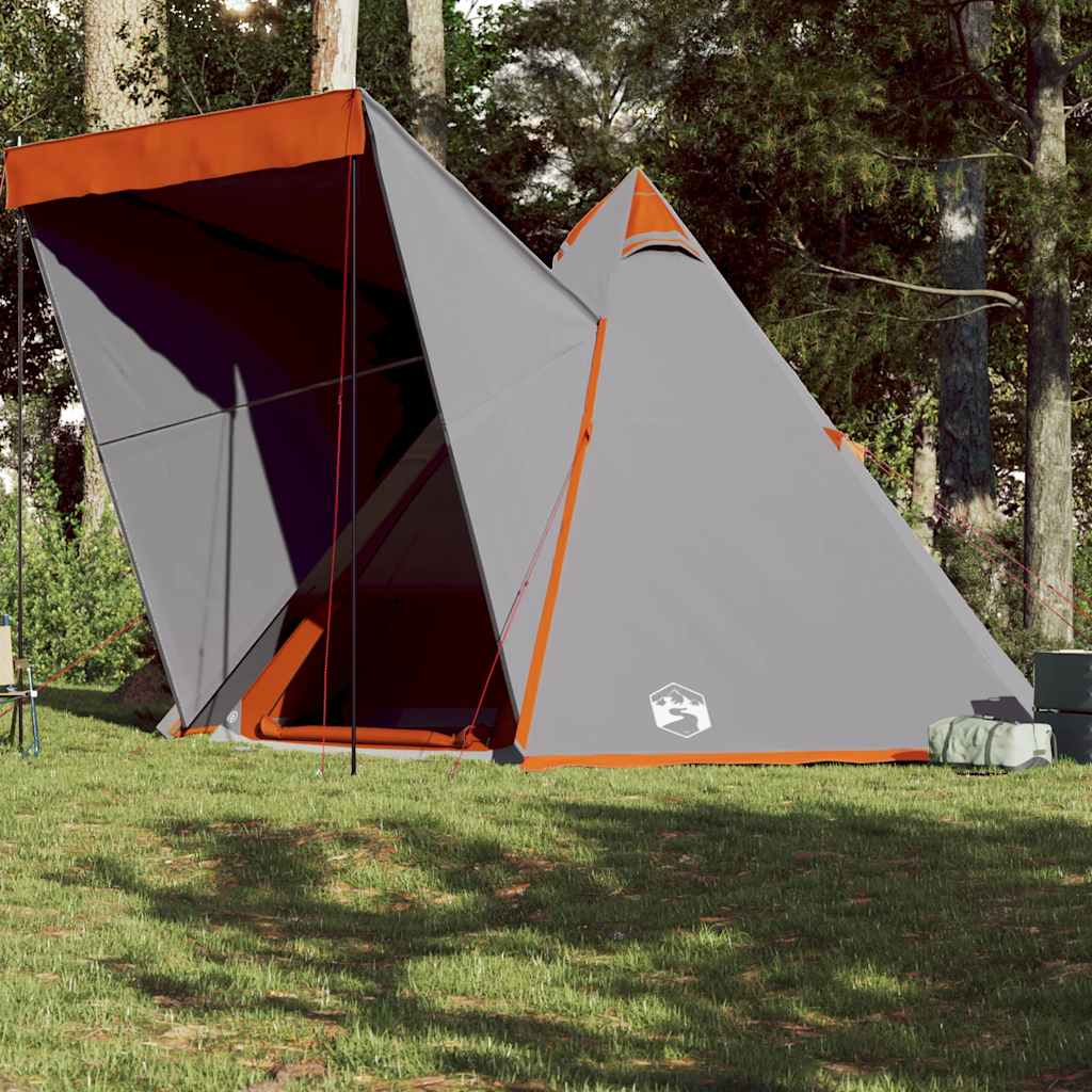Family Tent Tipi 6-Person Grey and orange Waterproof - Charlotte Dunes