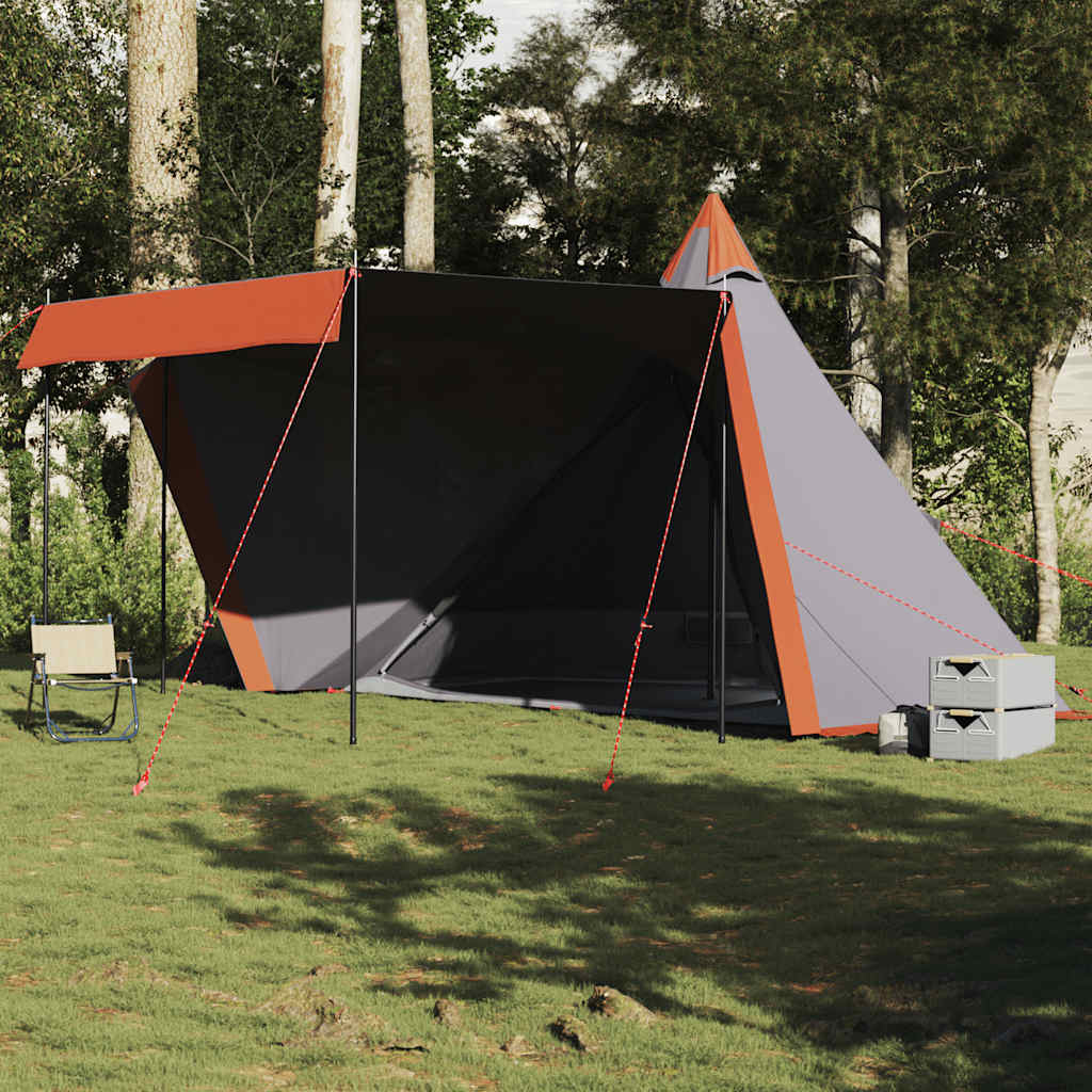 Family Tent Tipi 6-Person Grey and Orange Waterproof - Sid & Sam