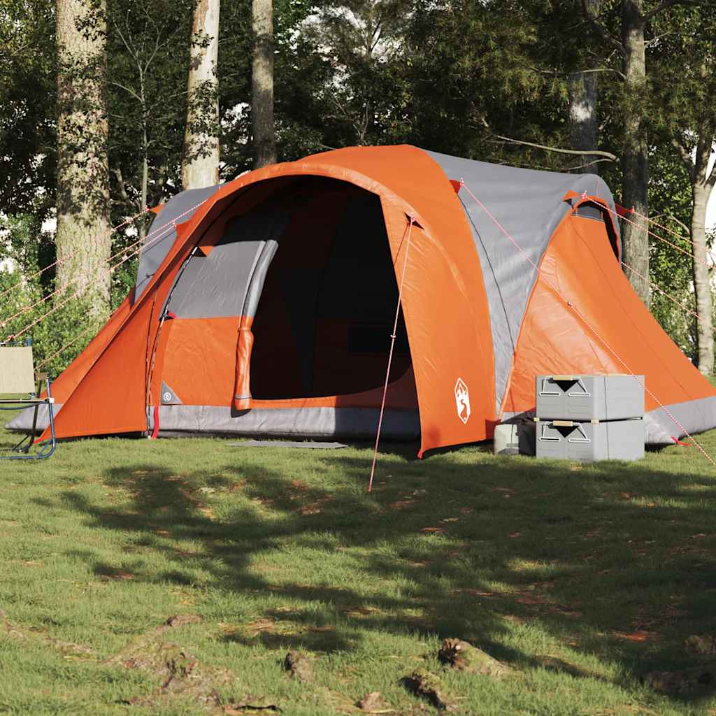 Family Tent Dome 6-Person Grey and Orange Waterproof - vid-4009463 - Charlotte Dunes