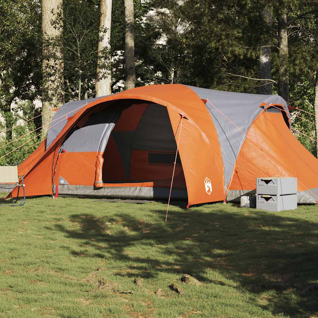 Family Tent Dome 6-Person Grey and Orange Waterproof - Decor Base