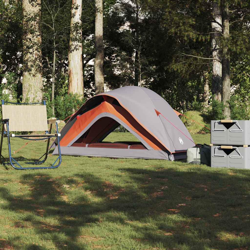 Camping Tent 1-Person Grey and Orange Waterproof - Style and Chic