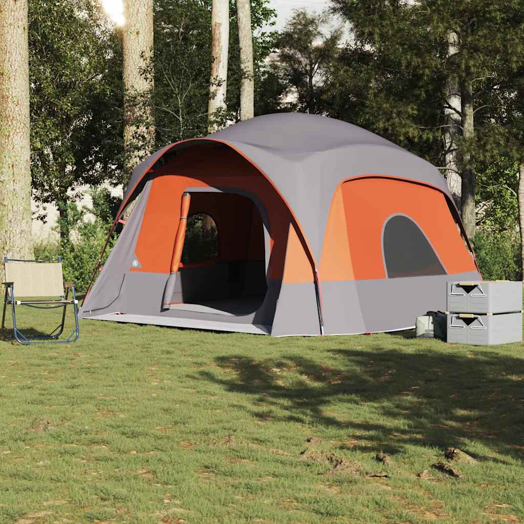 Family Tent Cabin 6-Person Grey and Orange Waterproof - R and M Furniture
