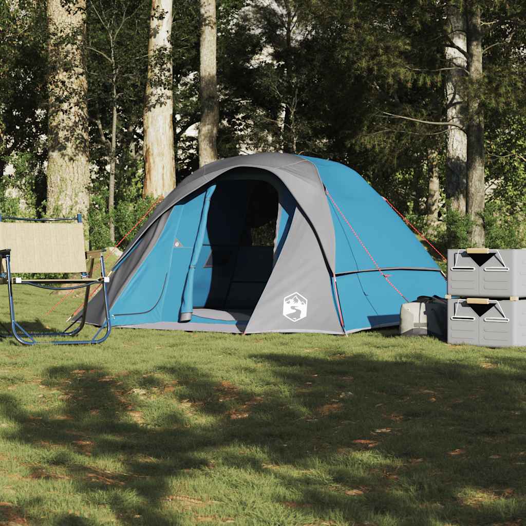 Camping Tent Cabin 4-Person Blue Waterproof - Discount Dealers