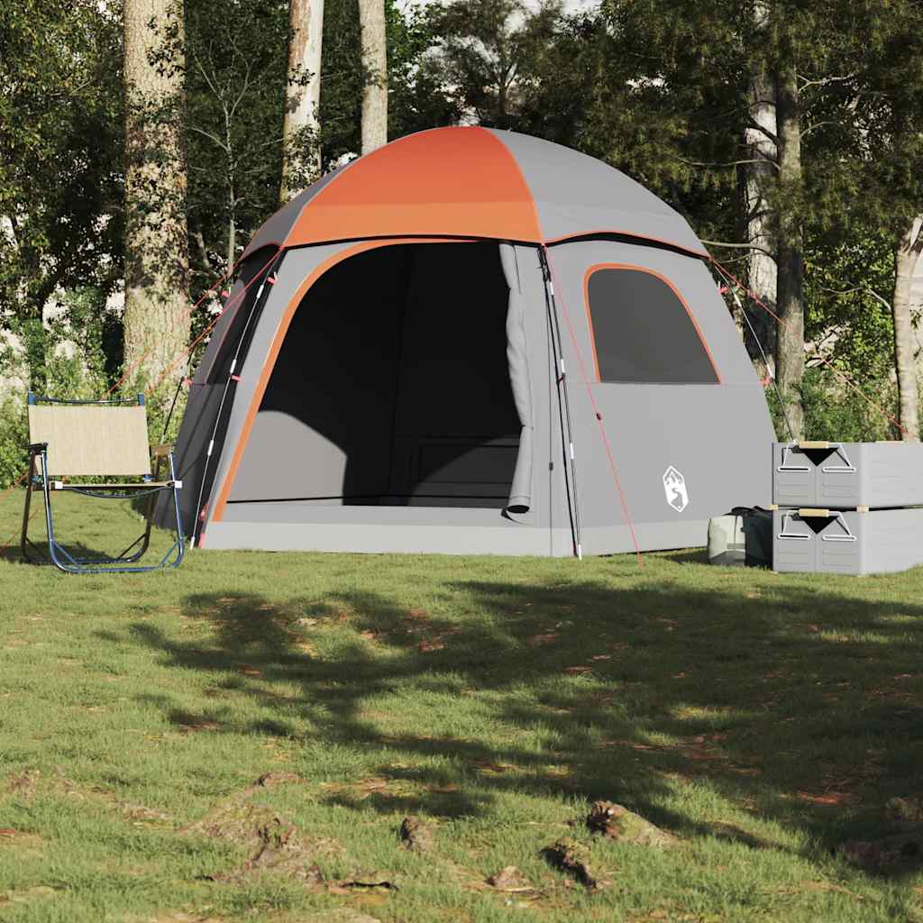 Family Tent Igloo 6-Person Grey and Orange Waterproof - Unbeatable Bargains