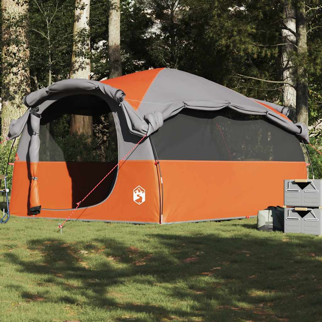 Family Tent Tunnel 6-Person Grey and Orange Waterproof - Casper Homes