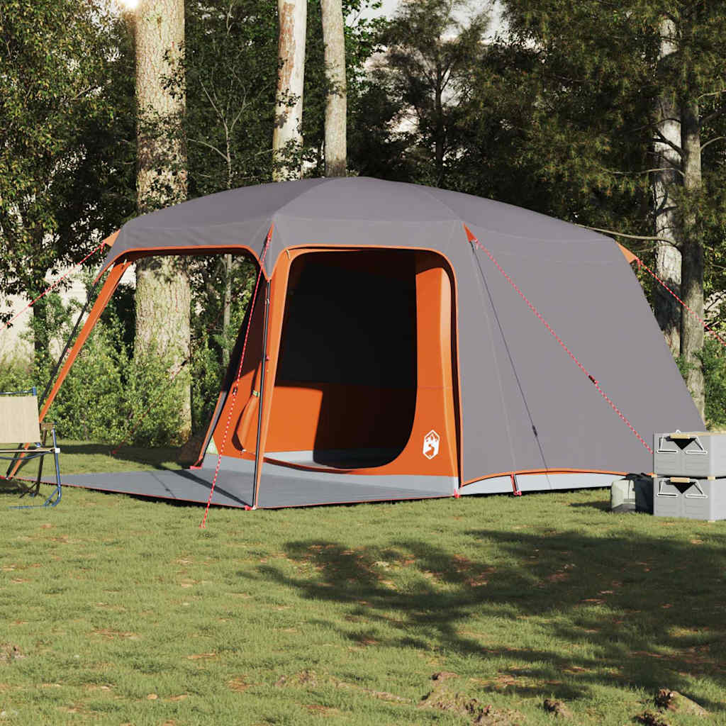 Camping Tent with Porch Dome 5-Person Grey and Orange Waterproof - Tyrell & Tyrell