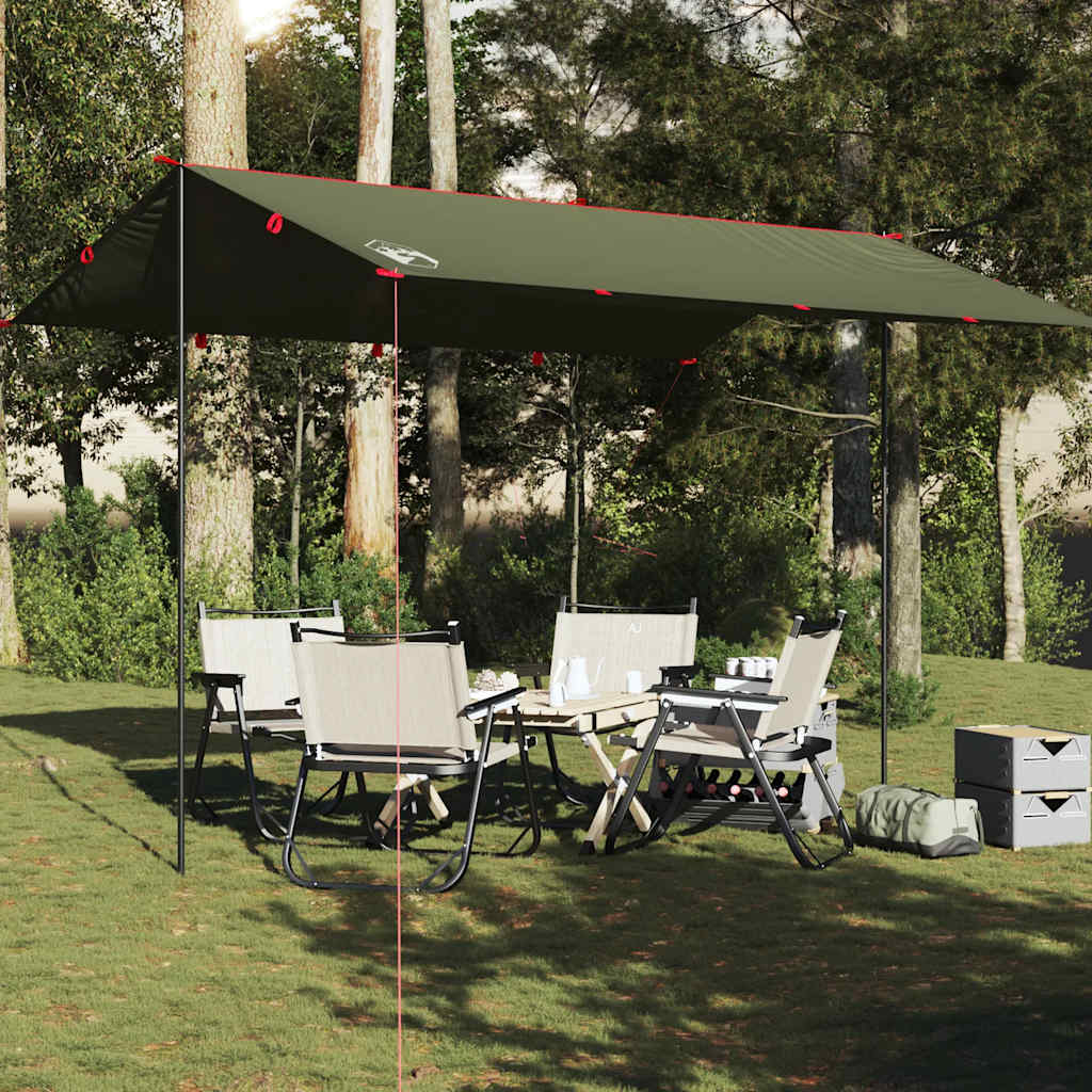 Camping Tarp Olive Green 406x306 cm Waterproof - R and M Furniture