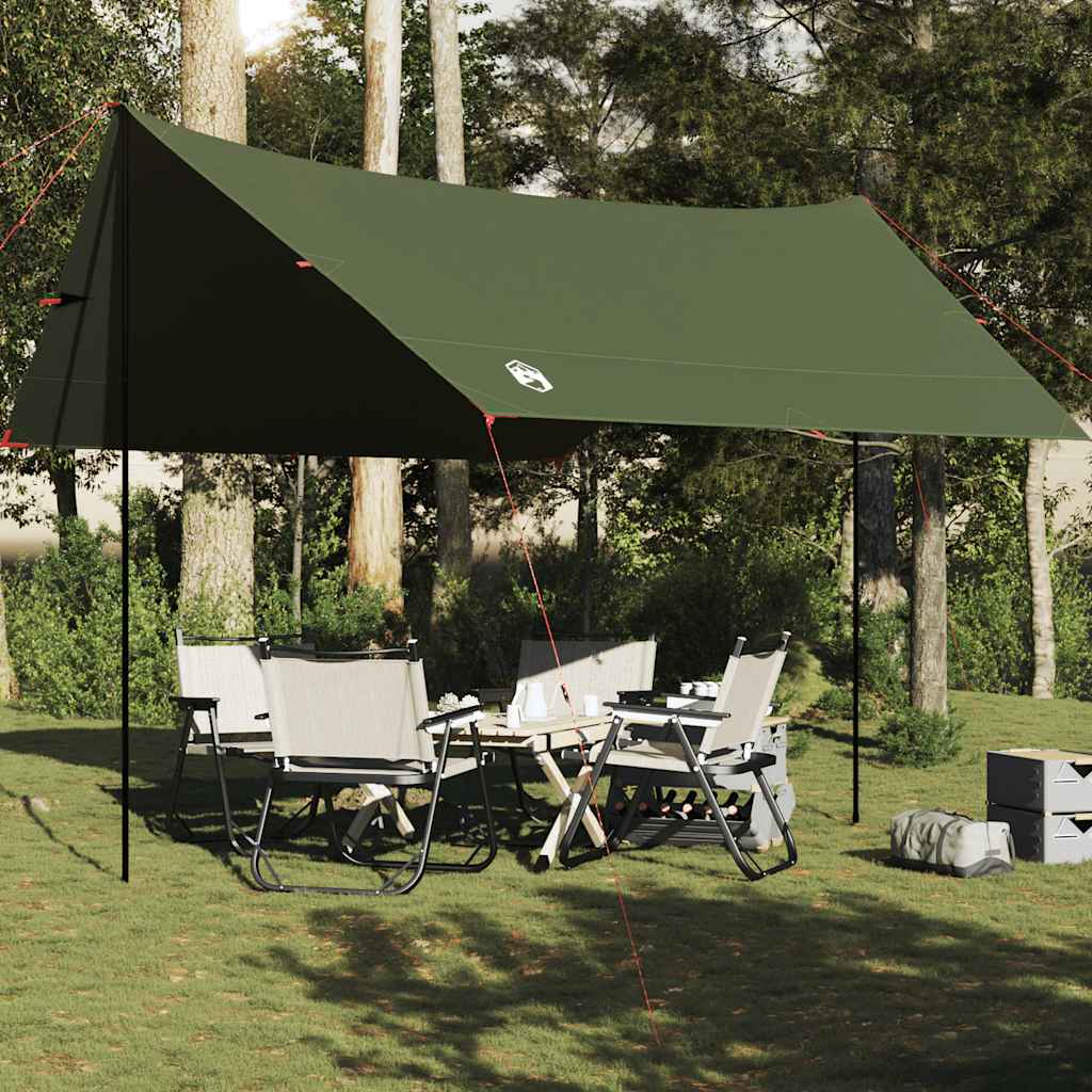 Camping Tarp Olive Green 438x376x212 cm Waterproof - Discount Dealers
