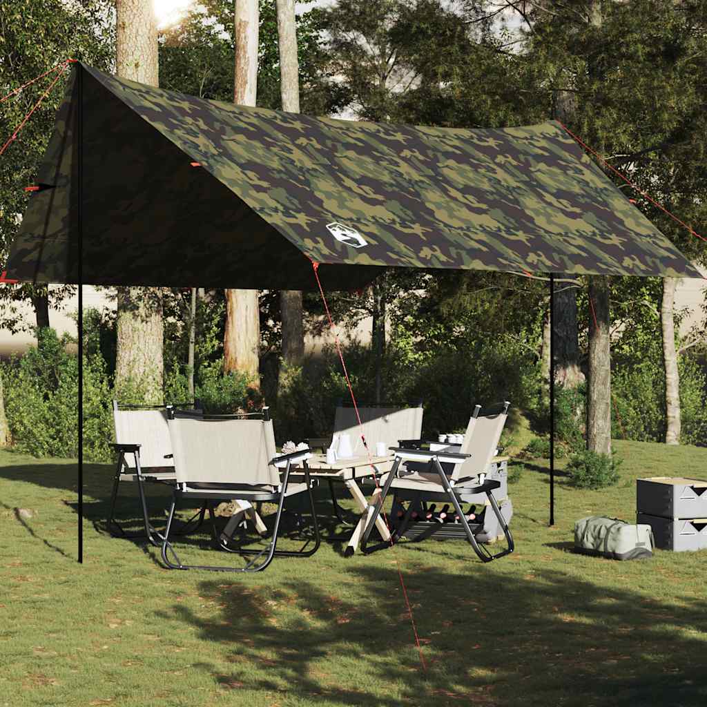 Camping Tarp Camouflage 462x306x211 cm Waterproof - Decor Base