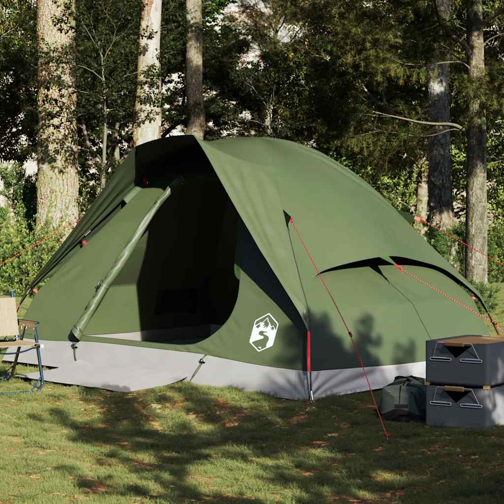 Camping Tent Dome 4-Person Olive Green Waterproof - Charlotte Dunes