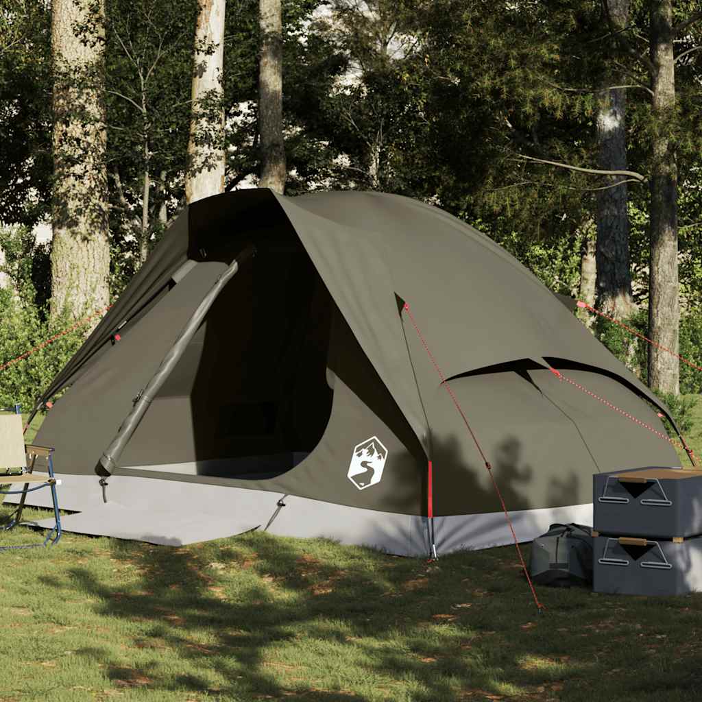 Camping Tent Dome 4-Person Brown Waterproof - Charlotte Dunes