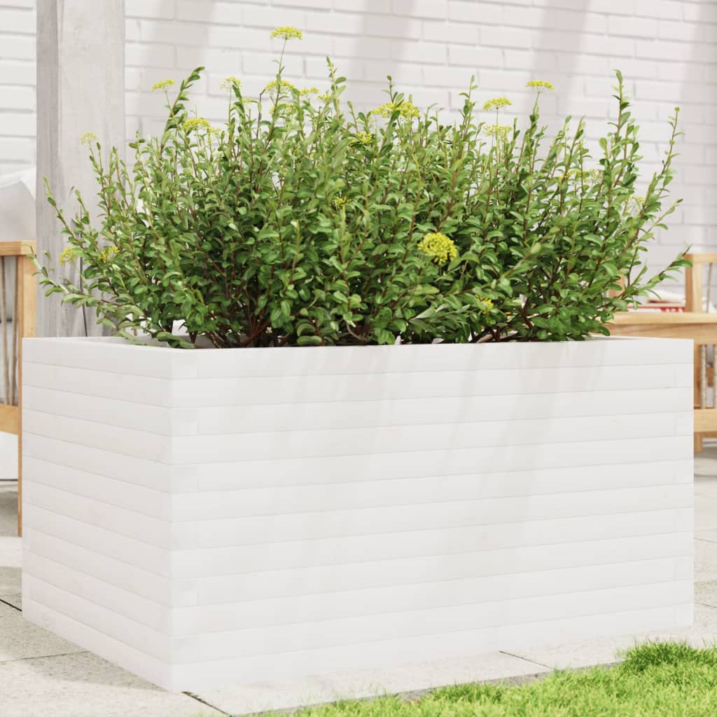 Garden Planter White 90x60x45.5 cm Solid Wood Pine - Design Hut