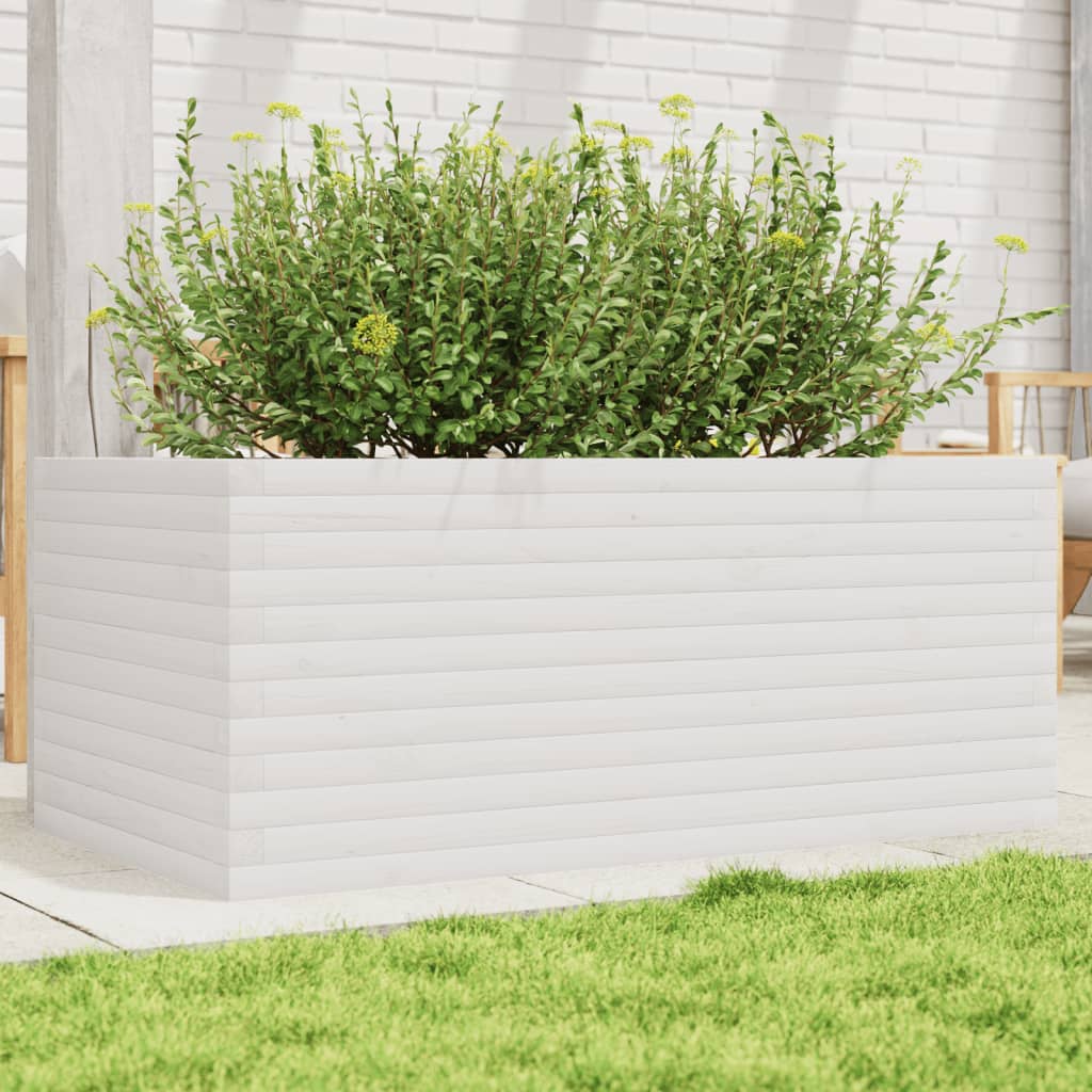 Garden Planter White 110x60x45.5 cm Solid Wood Pine - Design Hut