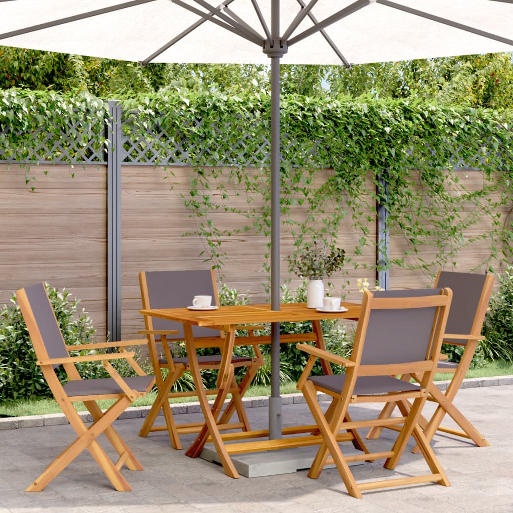 5 Piece Garden Dining Set Anthracite Fabric and Solid Wood - Decor Base