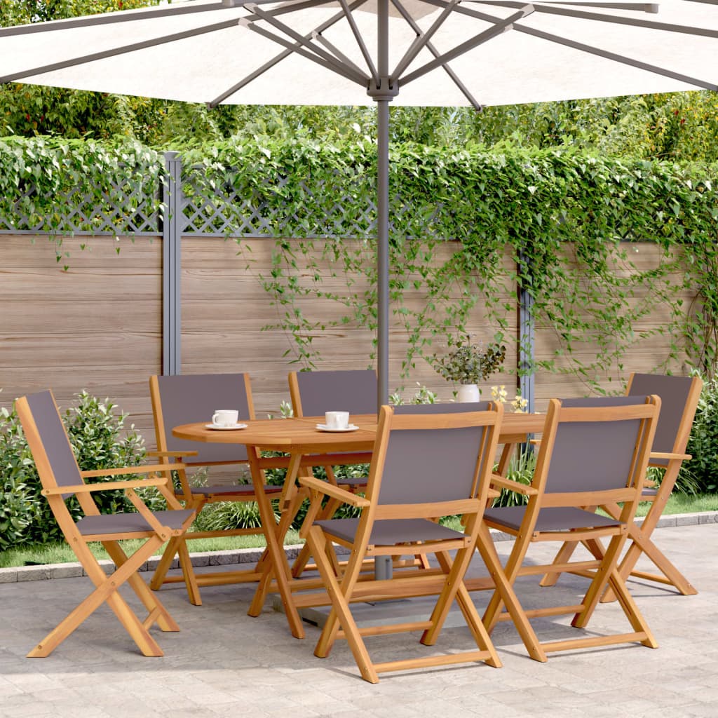 7 Piece Garden Dining Set Anthracite Fabric and Solid Wood - Decor Base