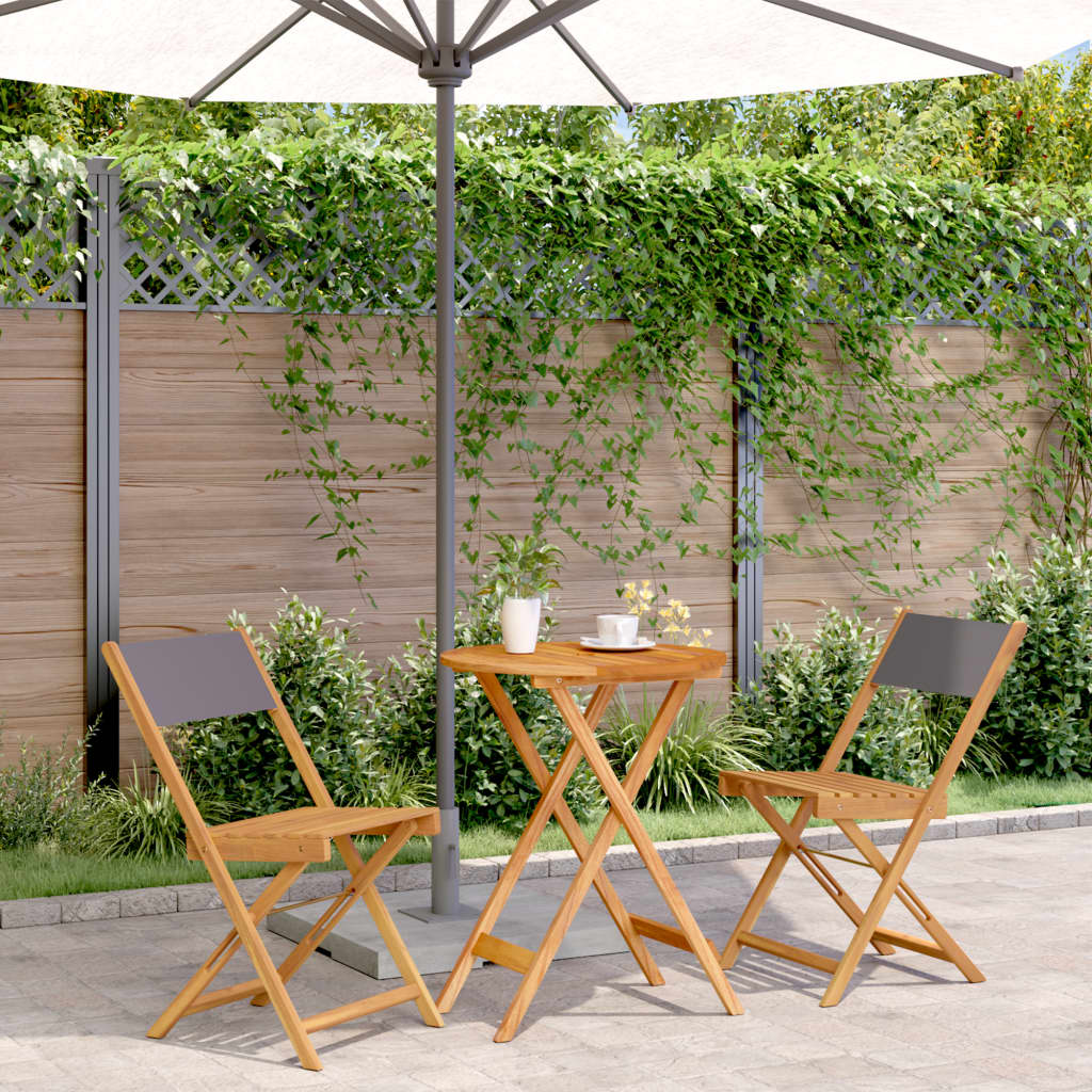 3 Piece Bistro Set Anthracite Fabric and Solid Wood - vid-3281749 - Decor Base