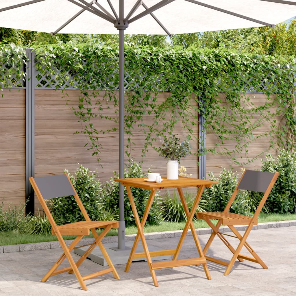 3 Piece Bistro Set Anthracite Fabric and Solid Wood - vid-3281761 - Decor Base