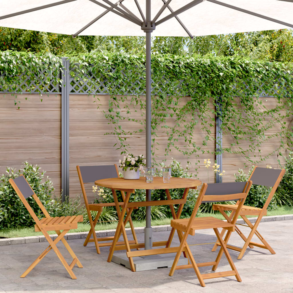 5 Piece Garden Dining Set Anthracite Fabric and Solid Wood - Charlotte Dunes