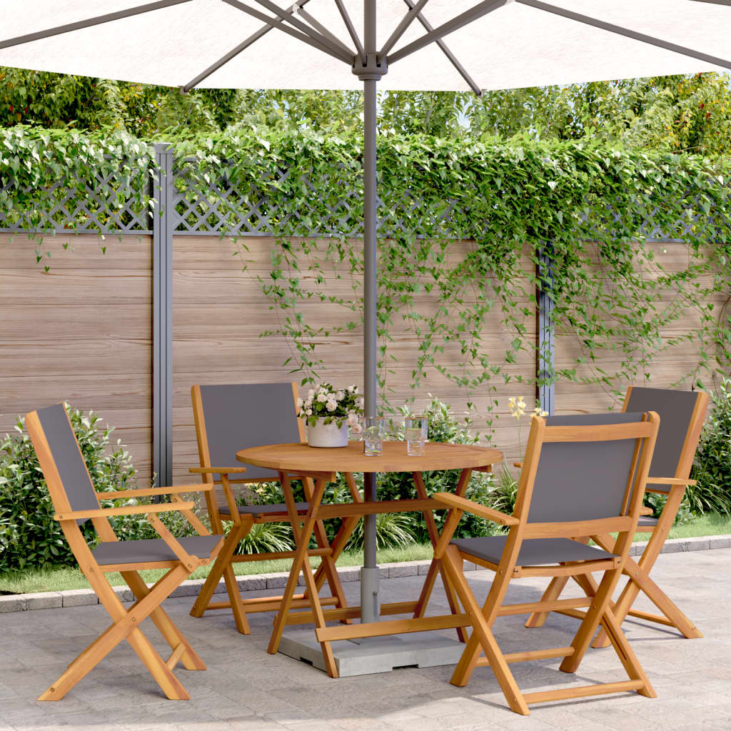 5 Piece Garden Dining Set Anthracite Fabric and Solid Wood - Charlotte Dunes