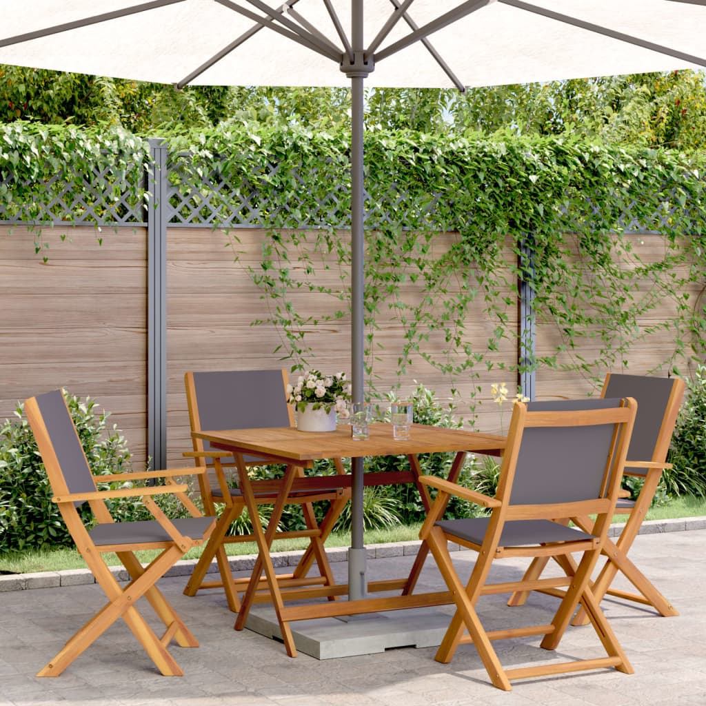 5 Piece Garden Dining Set Anthracite Fabric and Solid Wood - Merkel Designers