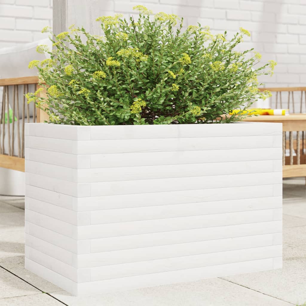 Garden Planter White 70x40x46 cm Solid Wood Pine - Discount Dealers