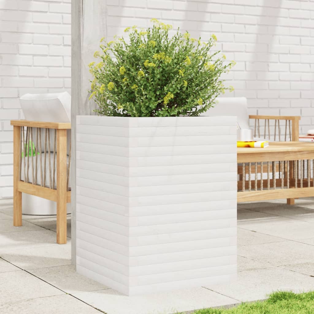 Garden Planter White 50x50x68.5 cm Solid Wood Pine - Discount Dealers