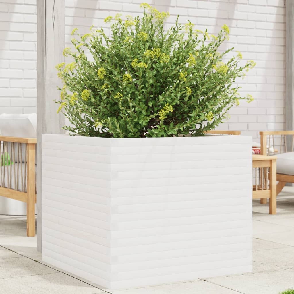 Garden Planter White 80x80x68.5 cm Solid Wood Pine - Discount Dealers