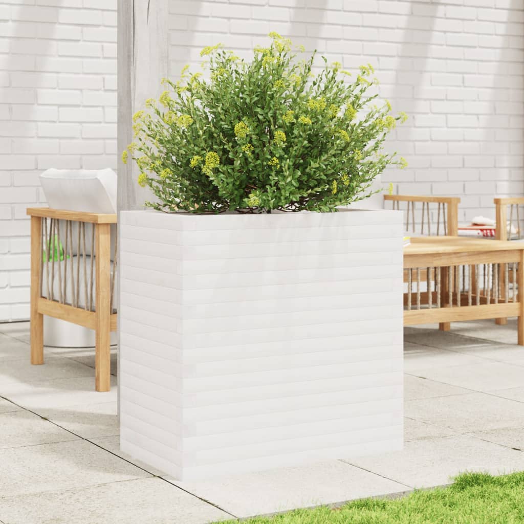 Garden Planter White 70x40x68.5 cm Solid Wood Pine - Discount Dealers