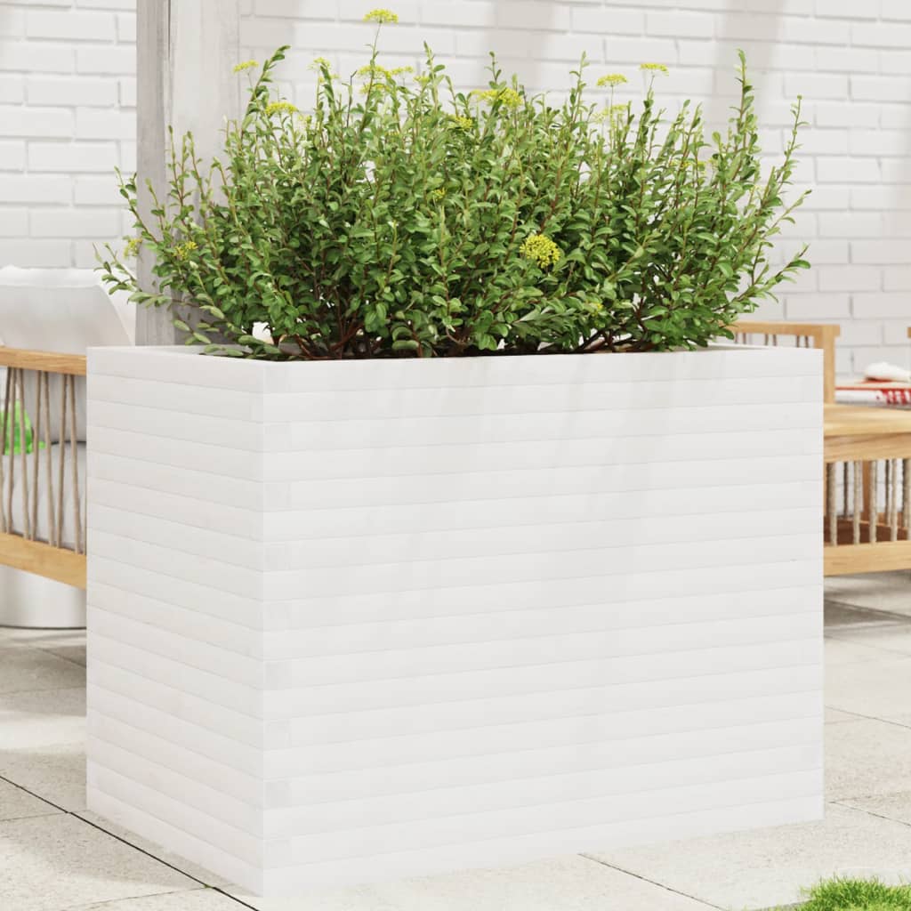 Garden Planter White 90x60x68.5 cm Solid Wood Pine - Discount Dealers