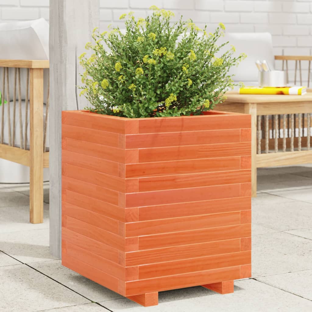 Garden Planter Wax Brown 40x40x49.5 cm Solid Wood Pine - Discount Dealers