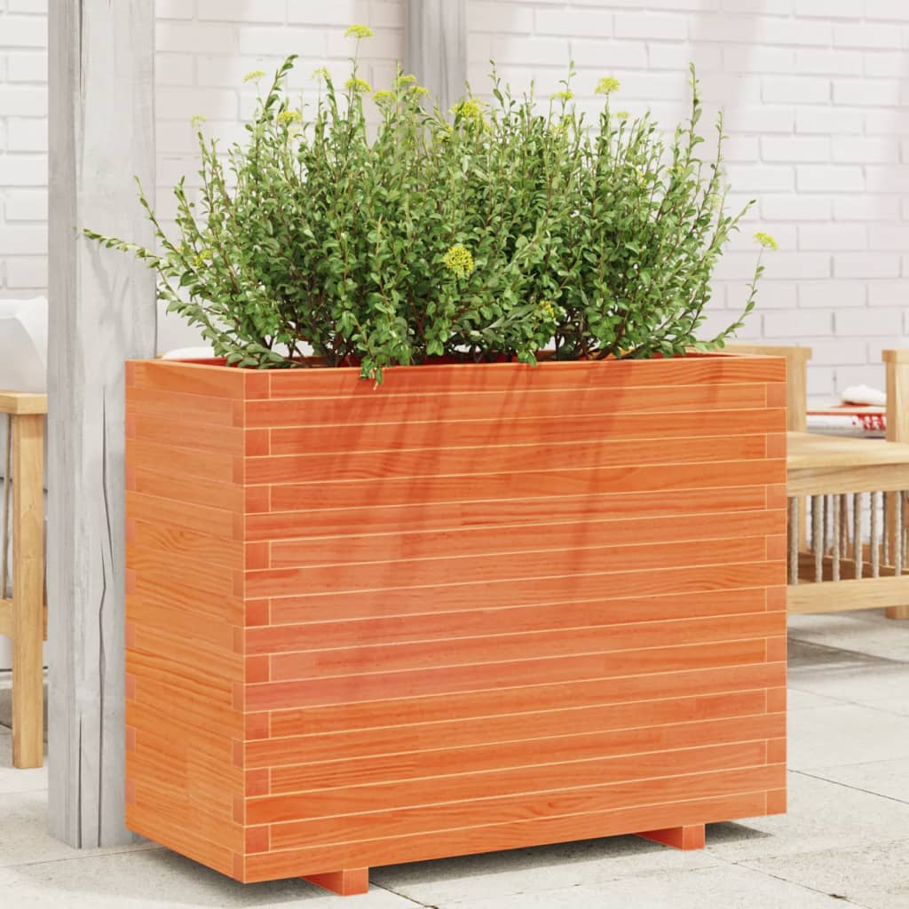 Garden Planter Wax Brown 90x40x72 cm Solid Wood Pine - Merkel Designers