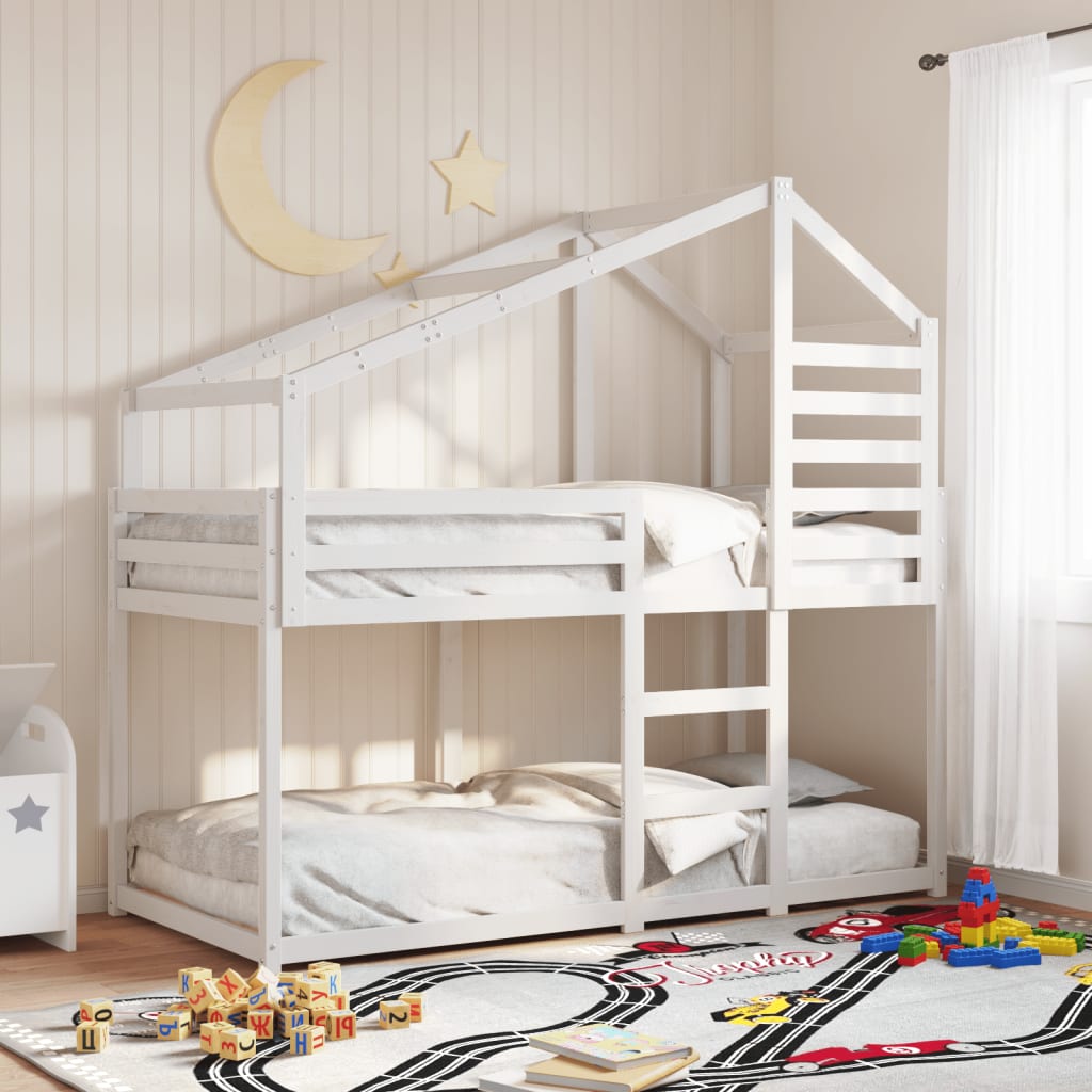 Bunkbed White 80x200cm Solid Wood Pine - Discount Dealers