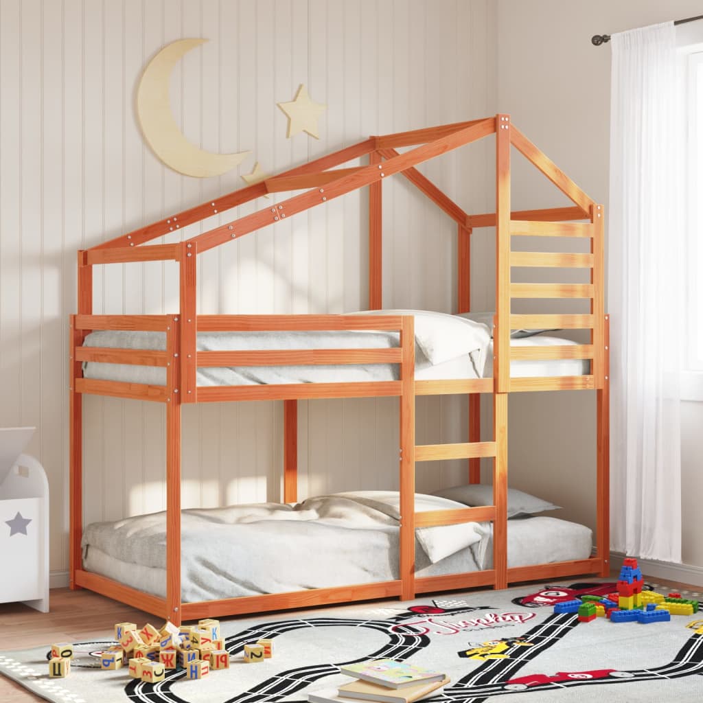 Bunkbed Wax Brown 80x200cm Solid Wood Pine - Merkel Designers
