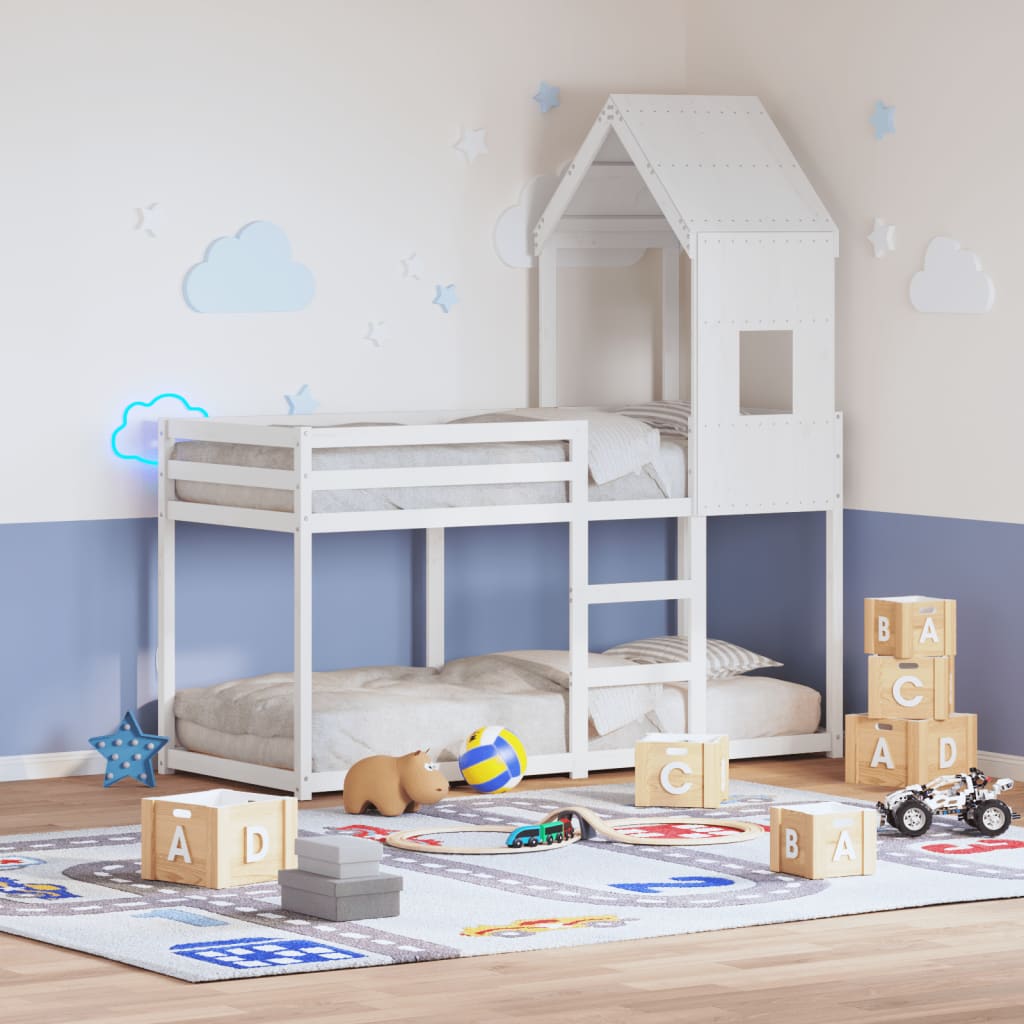 Bunkbed White 90x200cm Solid Wood Pine - Millennium Furniture