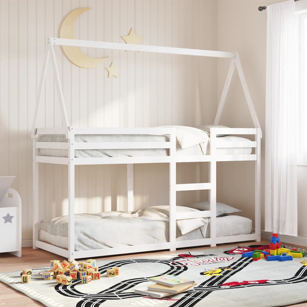 Bunkbed White 90x200cm Solid Wood Pine - Decor Base