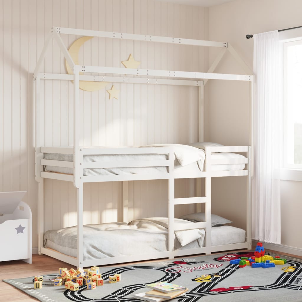 Bunkbed White 90x200cm Solid Wood Pine - Casper Homes