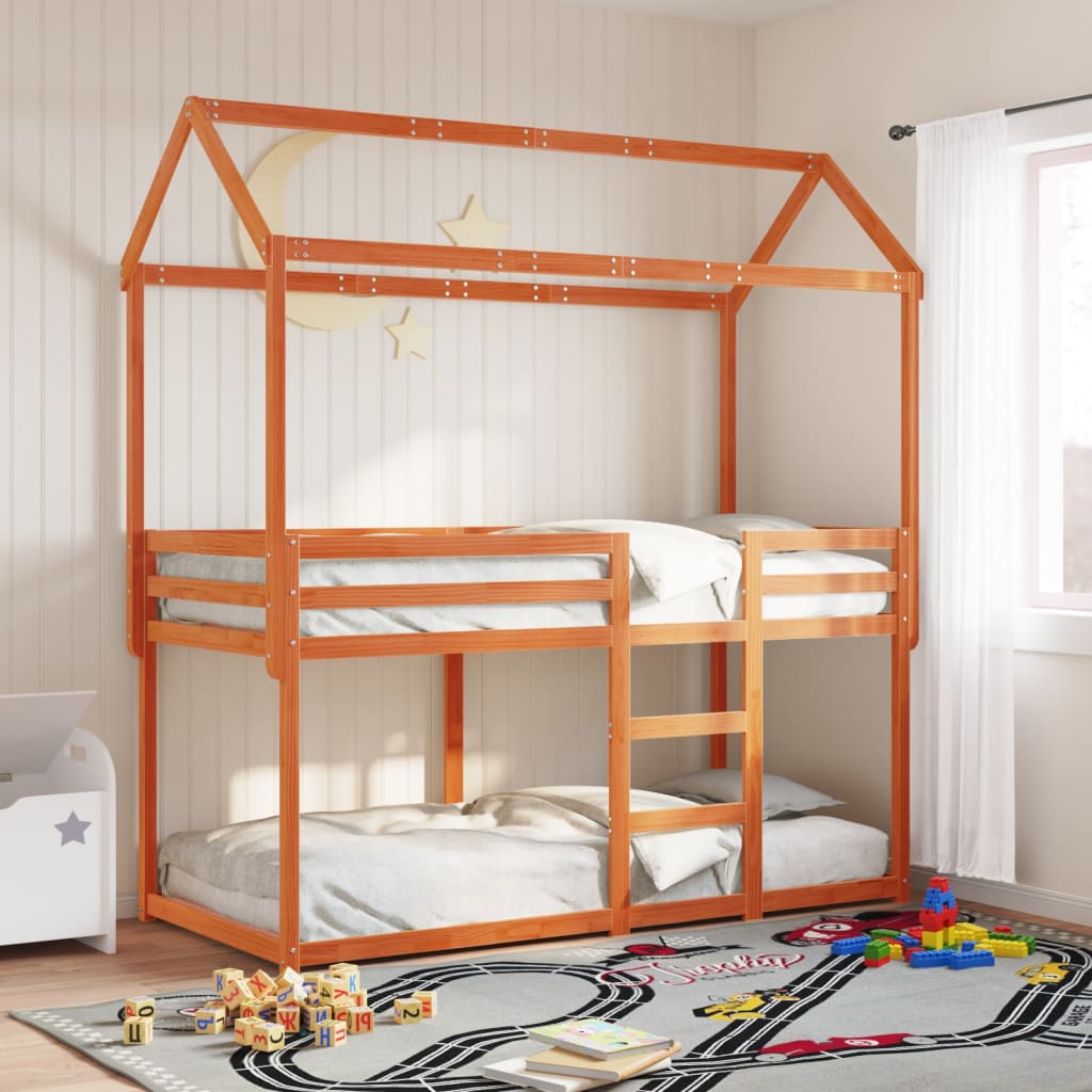 Bunkbed Wax Brown 80x200cm Solid Wood Pine - Sid & Sam
