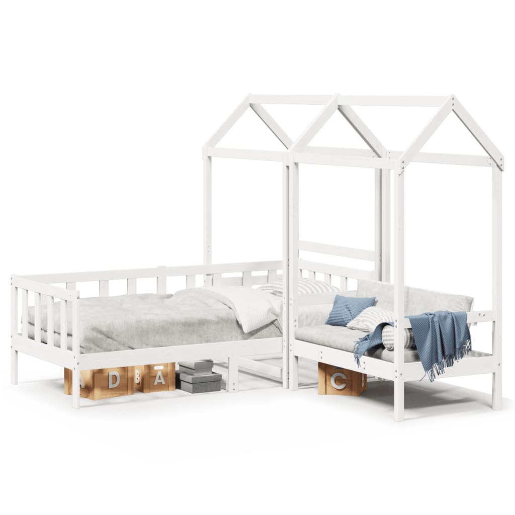 Daybed and Bench Set with Roof White 80x200cm - Merlin Deals