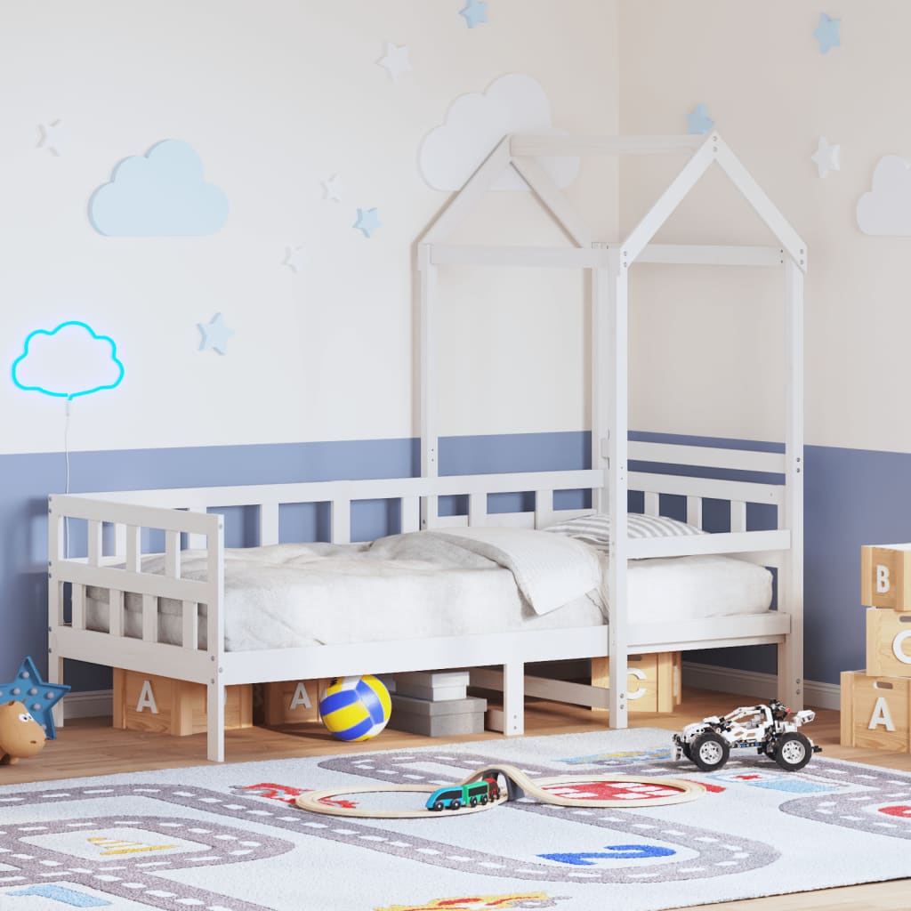 Daybed with Roof White 80x200cm Solid Wood - Merkel Designers