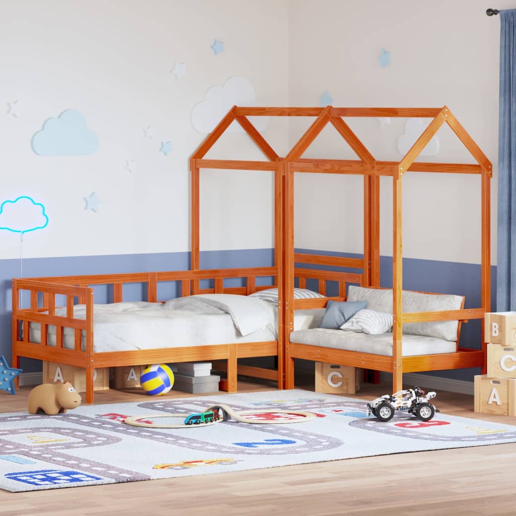 Daybed Set with Roof Wax Brown 90x200cm - Design Hut