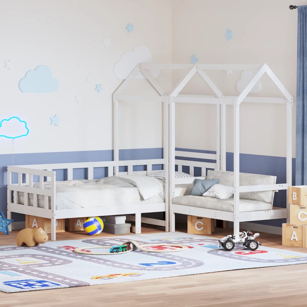 Daybed Set with Roof White 80x200cm - Decor Base