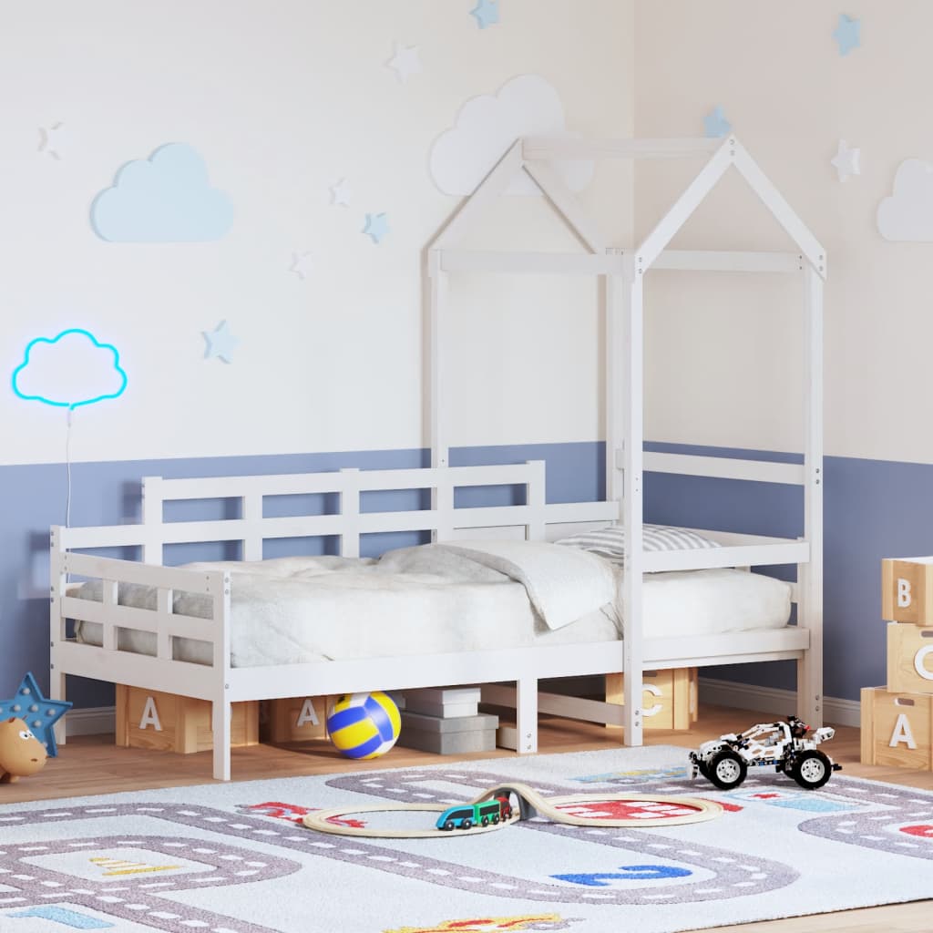 Daybed with Roof White 80x200cm Solid Wood - Design Hut
