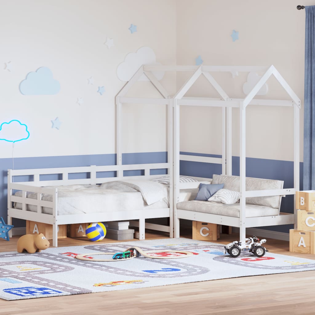 Daybed and Bench Set with Roof White 80x200cm - Merkel Designers