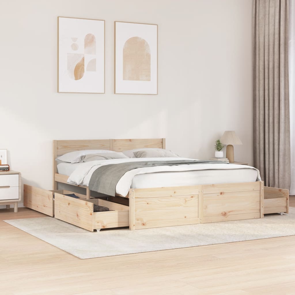 Bedframe 160x200cm Solid Wood Pine - Design Hut